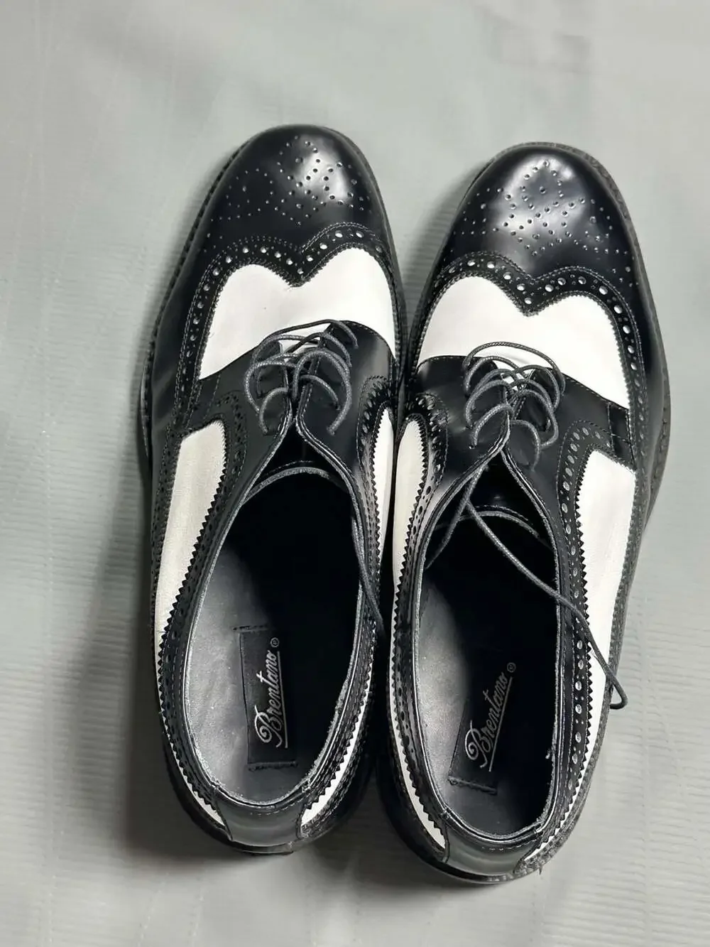 Brentano Men's Black and White Wingtip Spectator Brogue Dress Shoes
